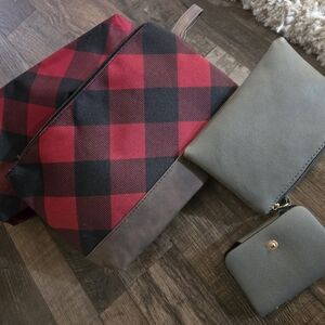 Maurices Red and Black Checkered Pouch